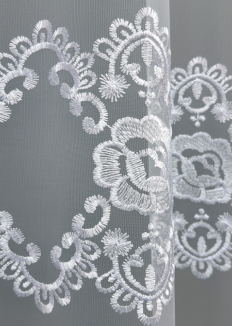 Тюль VR-Textil 1848т Фатин с вышивкой Холодный белый 300х270 см (40-212) Киев - изображение 6