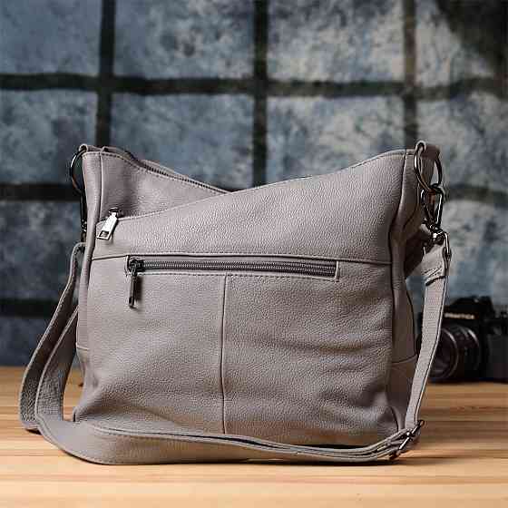 Жіноча сумка з двома ремінцями із натуральної шкіри Vintage 23054 Сірий Київ