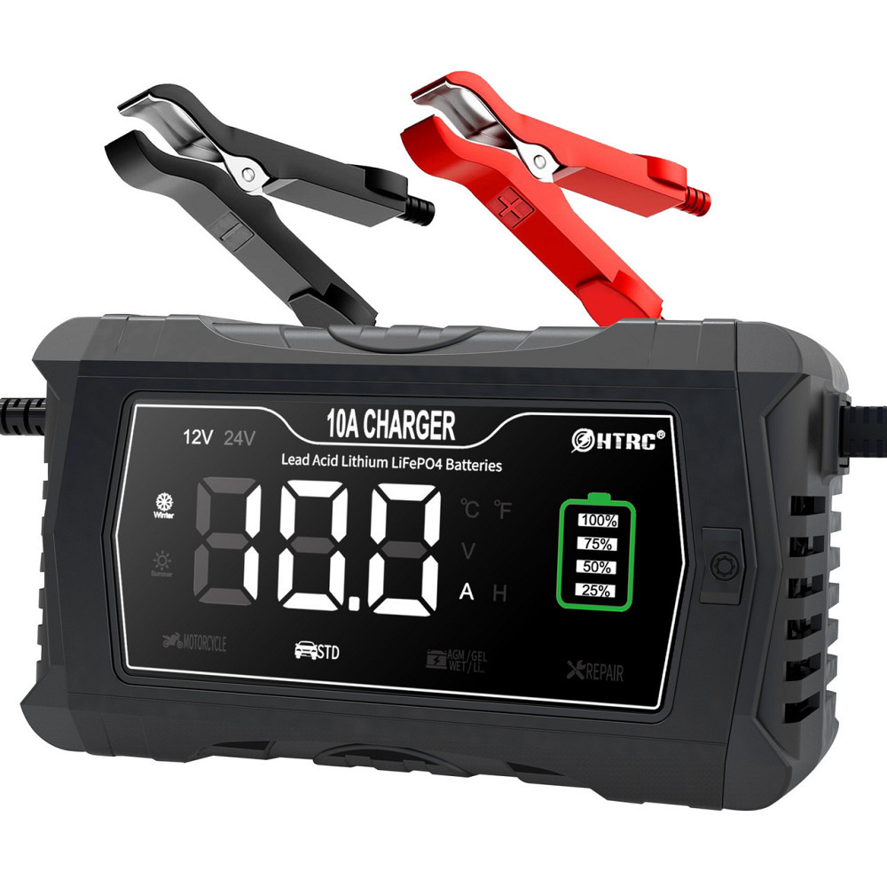 Розумний зарядний пристрій HTRC 10A (12V/10A, 24V/5A) для LiFePO4, AGM, Lead-Acid (Чорний) Київ - фото 1