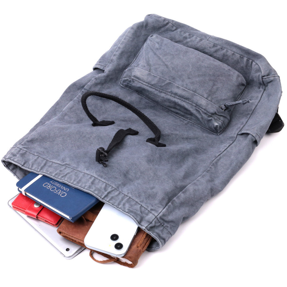 Модний міський рюкзак-мішок унісекс із щільного текстилю Vintage sale_15076 Сірий Київ - фото 5