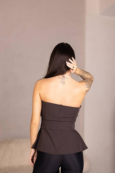 Стильний жіночий привабливий корсет зі щільної тканини креп костюмка Шоколад, 42 Одеса - фото 4