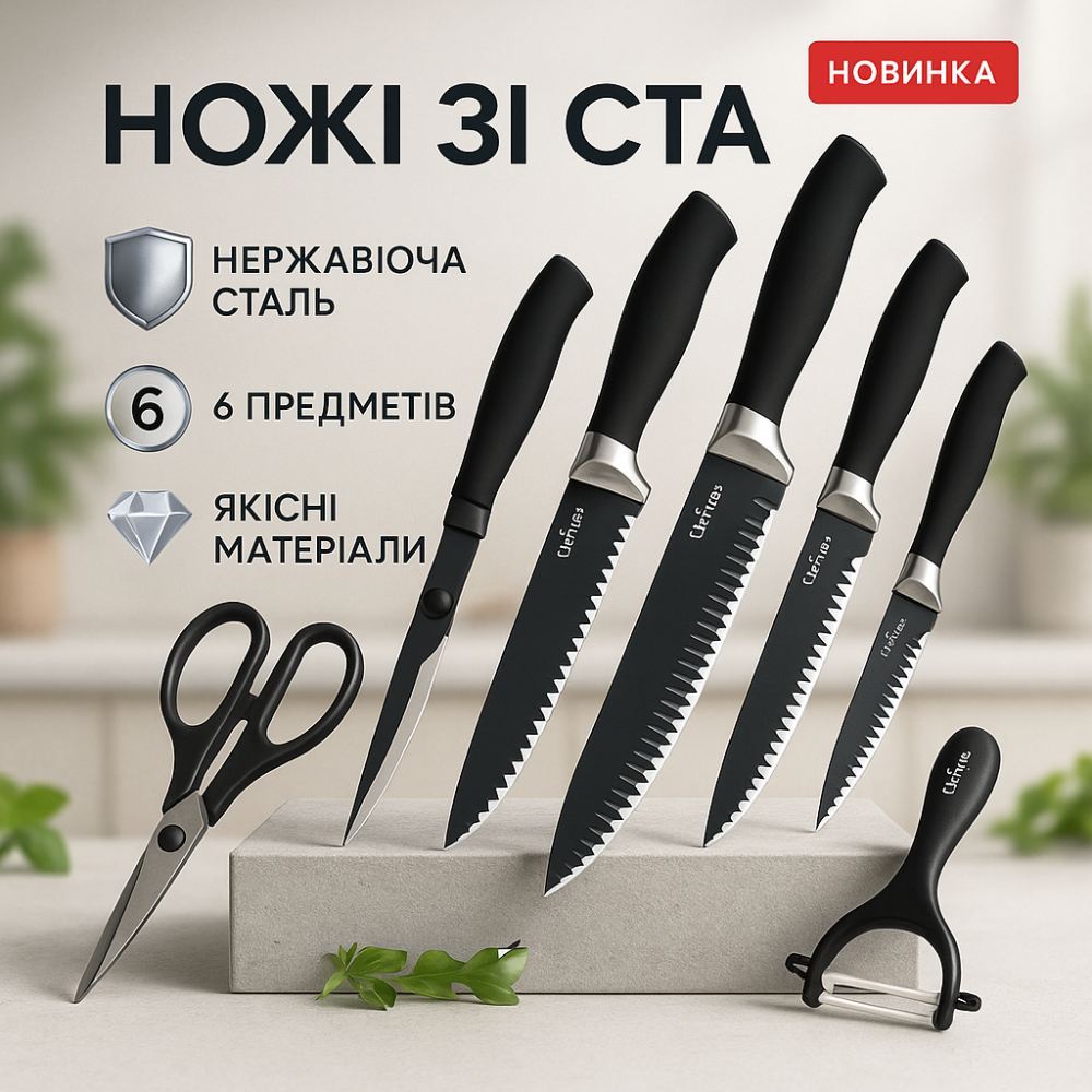 Набор кухонных ножей для поваров UNIQUE, Наборы ножей Набор для домашнего повара PF-49 Львов - изображение 13