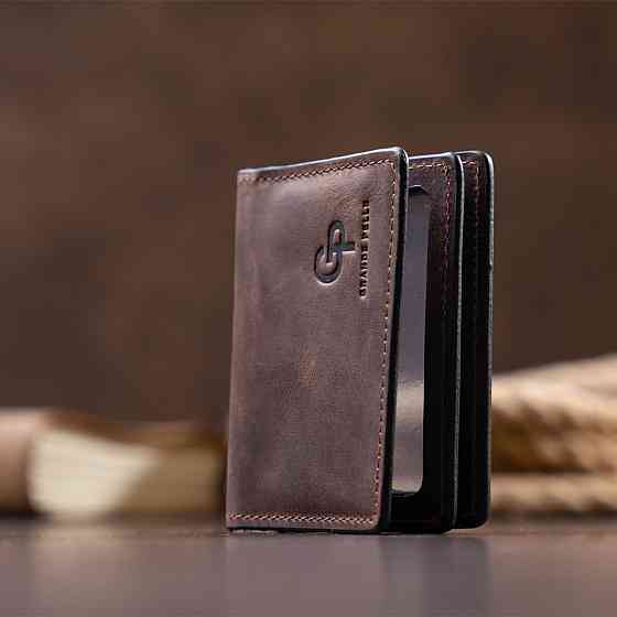 Визитница с обложкой для ID-паспорта из натуральной кожи GRANDE PELLE 11292 Коричневая Киев