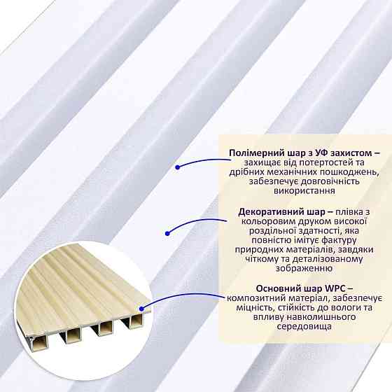 Рейка декоративная WPC стеновая 3000х160х23мм Перламутр SW-00001533 Днепр