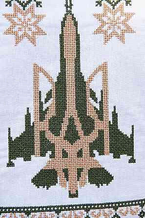 Вишиванка чоловіча, лляна, з довгим рукавом, біла, лен  - Київ