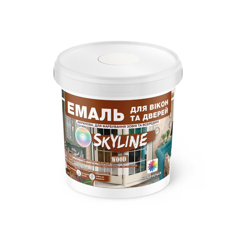 Акрилова емаль для вікон та дверей SkyLine Wood без запаху, з протигрибковим ефектом, біла, 0.4 л Харків - фото 9