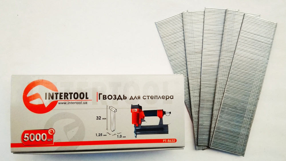 Цвях для степлера 32мм 1.0x1.25мм 5000шт/упак INTERTOOL PT-8632 Київ - фото 4