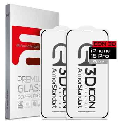 Скло захисне Armorstandart Kit Icon 3D iPhone 16 Pro Black 2 pcs (ARM83513) Вінниця