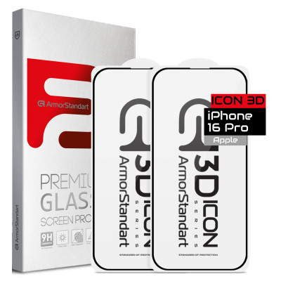 Стекло защитное Armorstandart Kit Icon 3D iPhone 16 Pro Black 2 pcs (ARM83513) Винница - изображение 1