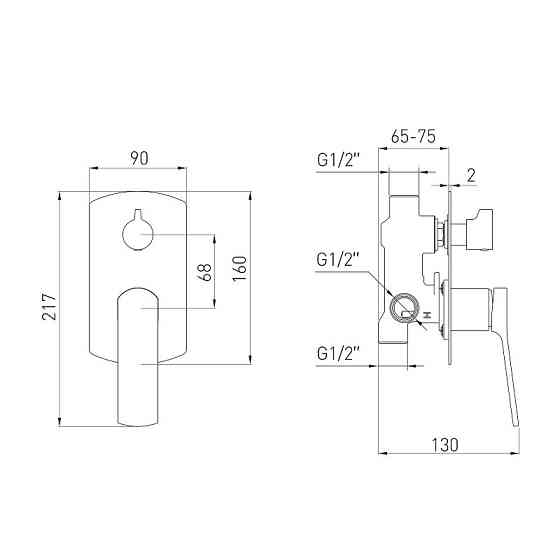 Змішувач прихованого монтажу VOLLE SOLO cepillado bronce на 2 споживачі бронза Київ