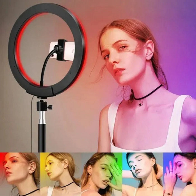 Светильник для селфи с эффектом заката RGB LED RING MJ26, Кольцевая лампа для блогеров GB-61 Львов - изображение 9
