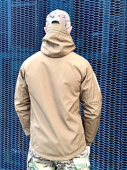 Осенняя водоотталкивающая и ветрозащитная куртка койот Softshell тактическая куртка для военнослужащих   WAR Львов - изображение 6