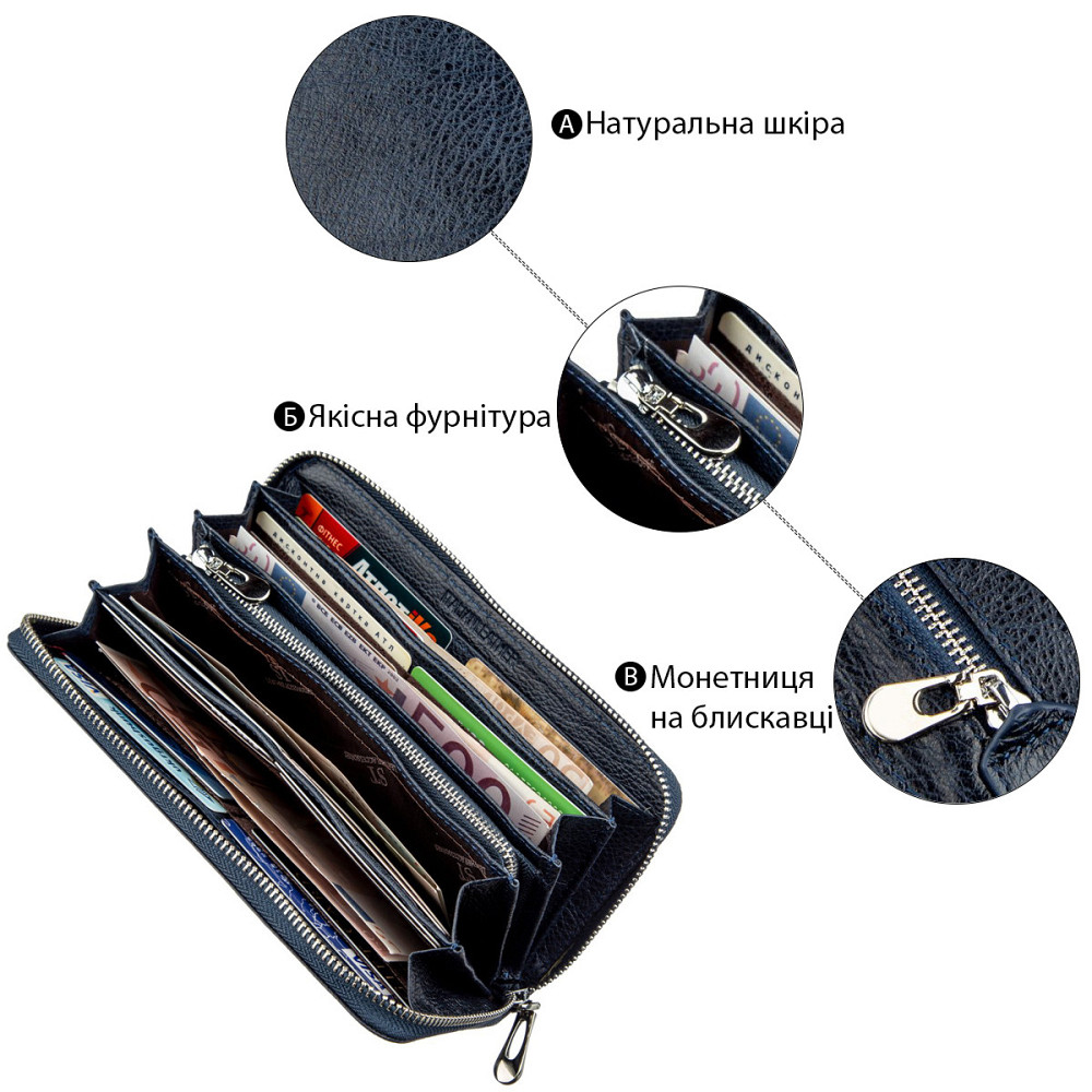 Вертикальний жіночий гаманець-клатч ST Leather 18864 Синій Київ - фото 4