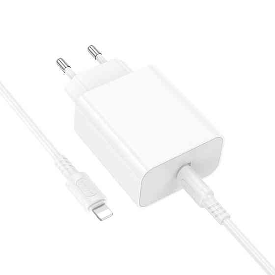 Мережевий зарядний пристрій з кабелем BOROFONE BA107A Stellar single port PD30W charger set (C to iP) (EU) White Одеса