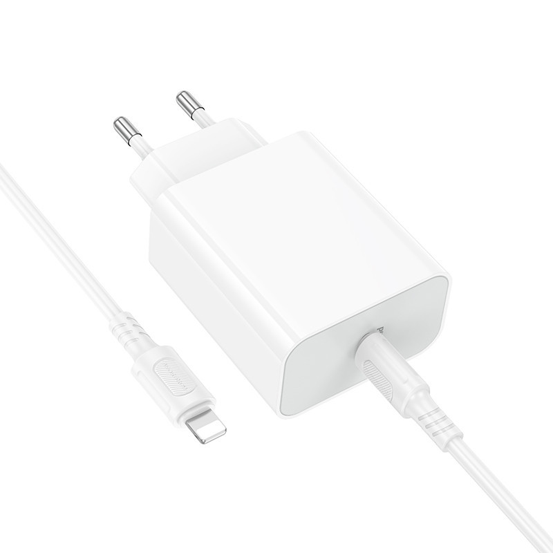 Мережевий зарядний пристрій з кабелем BOROFONE BA107A Stellar single port PD30W charger set (C to iP) (EU) White Одеса - фото 5