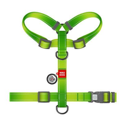 Шлей для собак WAUDOG Nylon Mono с QR-паспортом, пластиковый фастекс L салатовая (52745) Винница - изображение 3