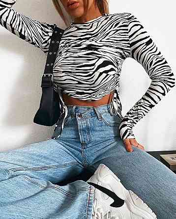 Жіночий зебровий топ з довгим рукавом з турецької віскози Одеса