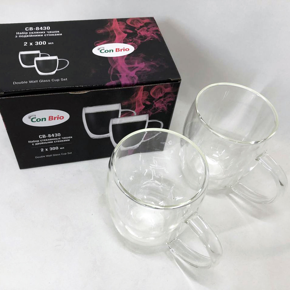 Чашка с двойным дном для напитков Con, Кружка с двойнми стенками стекло Набор чашек двойным стеклом PL-72 Львов - изображение 6