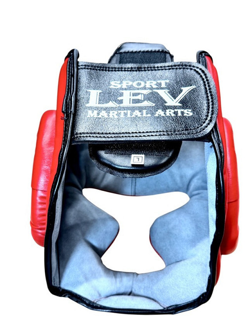 Шолом боксерський з повним захистом LEV, шкіра, р. L Вишневе - фото 5