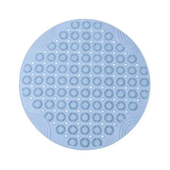 Силиконовый круглый коврик противоскользящий Bathlux на присосках для ванны и душа 55х55 см, Голубой Каменец-Подольский