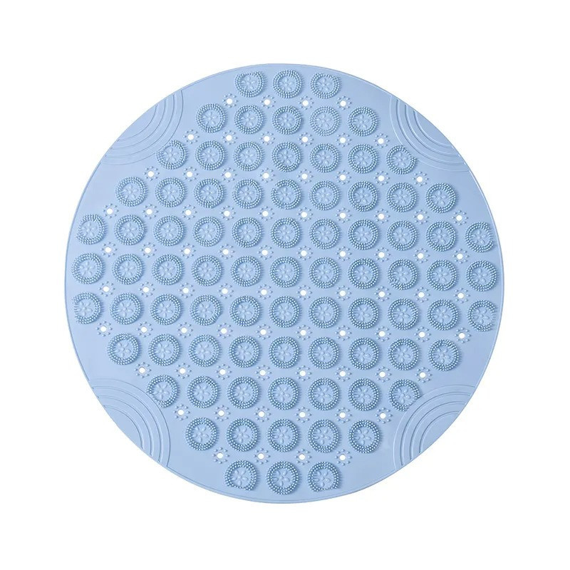 Силиконовый круглый коврик противоскользящий Bathlux на присосках для ванны и душа 55х55 см, Голубой Каменец-Подольский - изображение 2