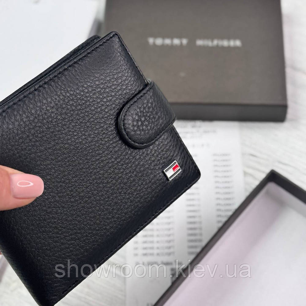 Чоловічий брендовий гаманець із натуральної шкіри на кнопці  Tommy (6605) Київ - фото 5