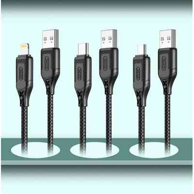 Дата кабель USB 2.0 AM to Lightning 1.0m braided black XO (NB235_L_Black) Вінниця