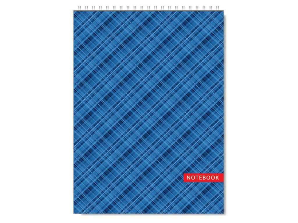 Блокнот А4 (203х288) 48арк. клітинка, обкл.картон, спіраль серія Шотландка синя 2 А4-БЄ-347 ТМ ПОЛІГРАФІСТ Київ - фото 1