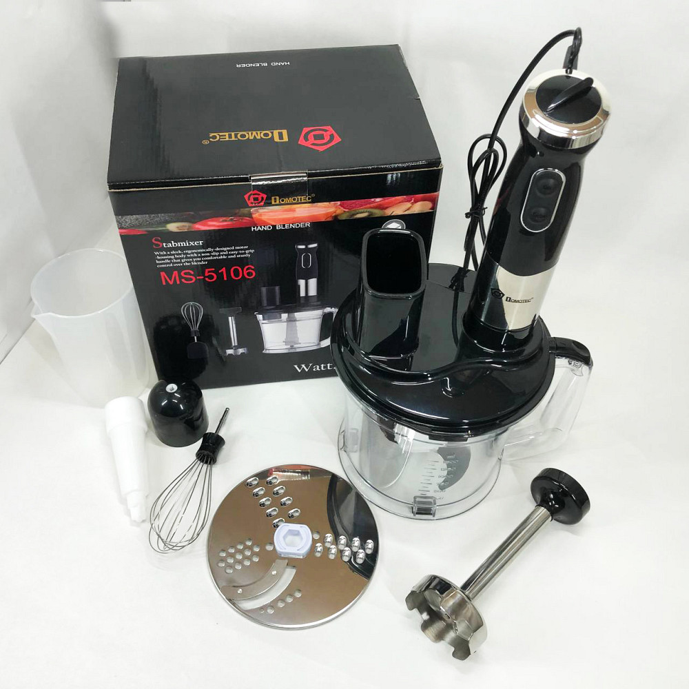 Портативний блендер для смузі Domotec MS-5106 800 W, Кухонний занурювальний блендер з насадками MN-98 Івано-Франківськ - фото 5