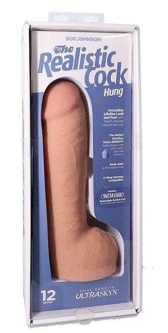 Фалоімітатор Doc Johnson The Realistic Cock ULTRASKYN - 12 Inch Hung with Balls Vanilla Sex Aura Київ - фото 8
