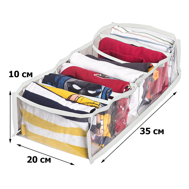 Прозрачный органайзер для трусиков и носков 8 ячеек M Pvh-m-white (Белый) Сумы - изображение 2