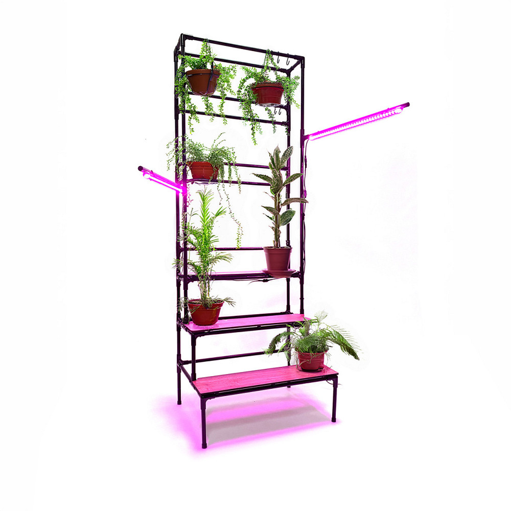 Підлогова східчаста підставка для квітів Barva Bicolor з фітолампами, висока, металева з підвісом го Бориспіль - фото 1