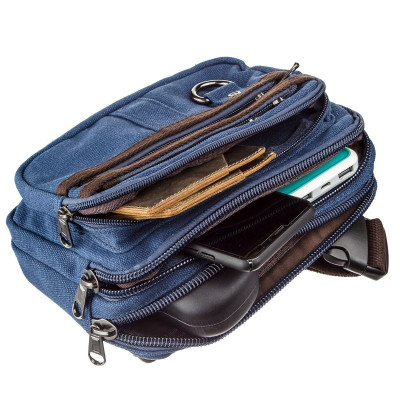 Сумка Vintage Бананка текстильна на пояс Синя (20158) Вінниця - фото 5