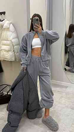 Жіночий теплий прогулянковий костюм з двостороннього флісу Сірий, 46/48 Одеса