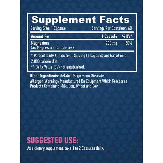 Магний Haya Labs Chelated Magnesium 200 mg 60 caps Луцк