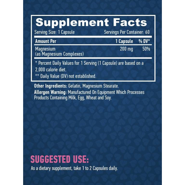 Магний Haya Labs Chelated Magnesium 200 mg 60 caps Луцк - изображение 2