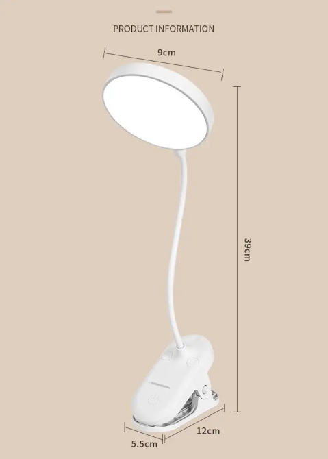 Гнучка LED настільна USB-лампа з прищіпкою та тримачем для смартфона, акумуляторна, сенсорна, 12 LED, 6000K, біла Київ - фото 8