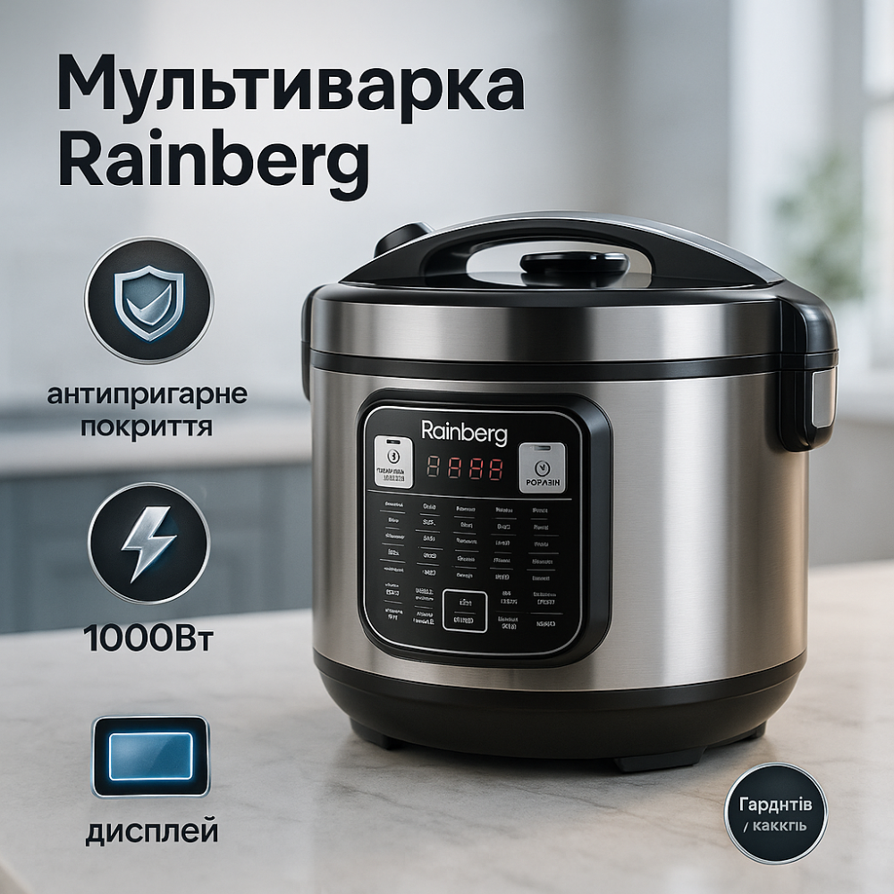 Практична мультиварка Rainberg RB-6209 1000 W 6 л, Хороша бюджетна мультиварка 5 літрів HJ-88 Львів - фото 17