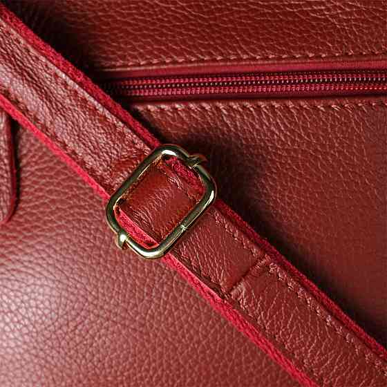 Женская кожаная сумка с тремя секциями Vintage 22981 Красный Киев