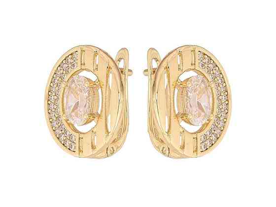 Серьги английская застежка Позолота 14K Узор с кристаллами 301618 ТМ XUPING Киев