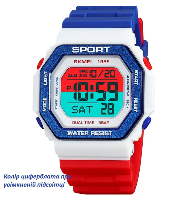 Чоловічий спортивний годинник Skmei 1988 (Червоно-біло-синій) Вінниця - фото 2