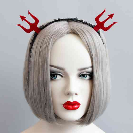 Обруч на Хэллоуин с рожками one size черно-красный Киев