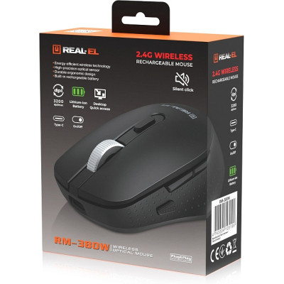 Мышка REAL-EL RM-380W Wireless Black (EL123200057) Винница - изображение 4