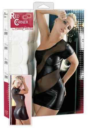 Мини платье RED CORNER (черное, с сеткой) Sex Aura Киев