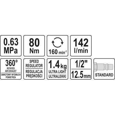 Гайковерт Yato пневматический YT-09803 (YT-09803) Винница