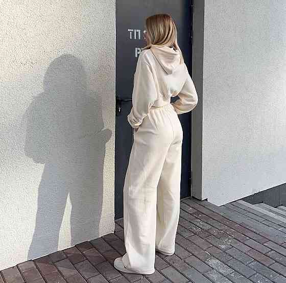 Жіночий прогулянковий костюм-двійка: кофта та штани двонитка Беж, 42/44 Одеса