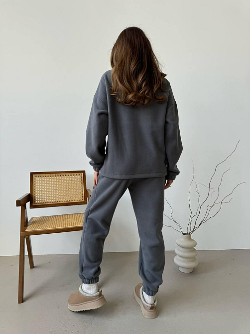 Женский повседневный костюм из плотного флиса полар. Графит, 42/44 Одесса - изображение 2