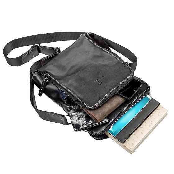 Сумка чоловіча SHVIGEL 11101 шкіряна Чорна Київ