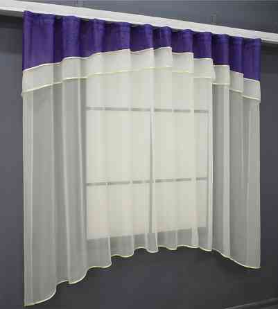 Кухонная гардина VR-Textil № 036к арка молочный с фиолетовым 280х170 см (52-0852) Киев