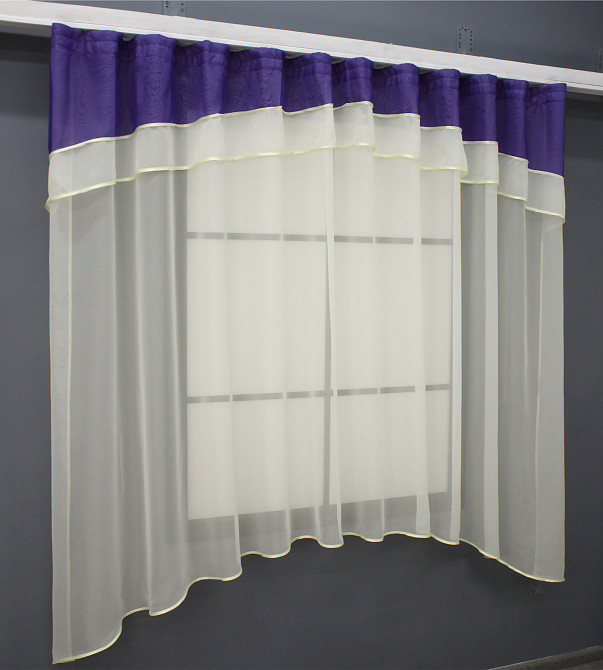 Кухонная гардина VR-Textil № 036к арка молочный с фиолетовым 280х170 см (52-0852) Киев - изображение 2